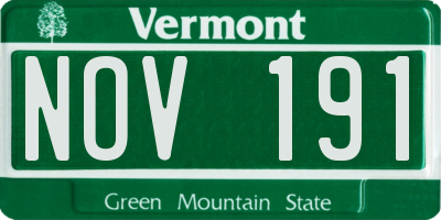 VT license plate NOV191