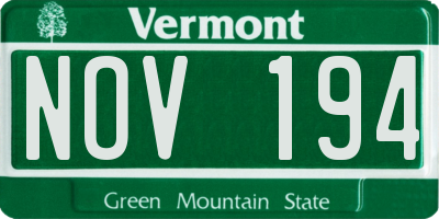 VT license plate NOV194