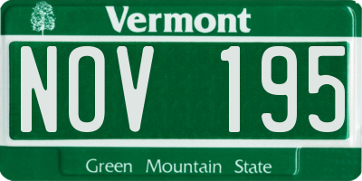 VT license plate NOV195
