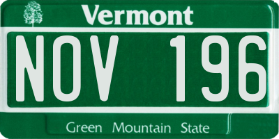 VT license plate NOV196