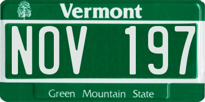 VT license plate NOV197