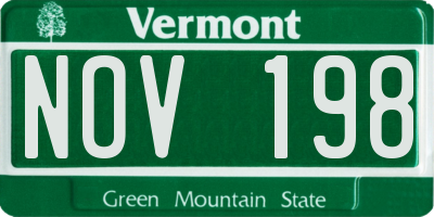 VT license plate NOV198