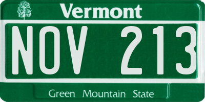VT license plate NOV213