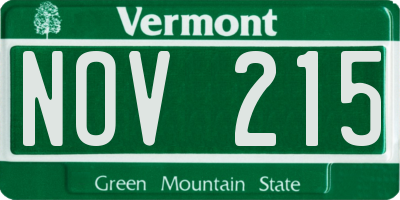 VT license plate NOV215