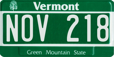 VT license plate NOV218