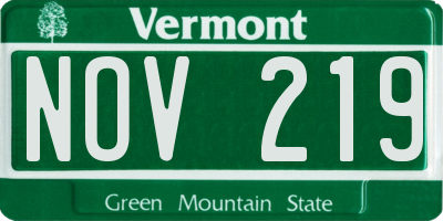 VT license plate NOV219
