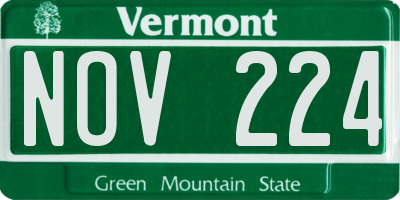 VT license plate NOV224