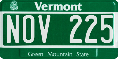 VT license plate NOV225
