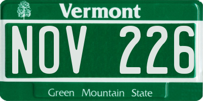 VT license plate NOV226