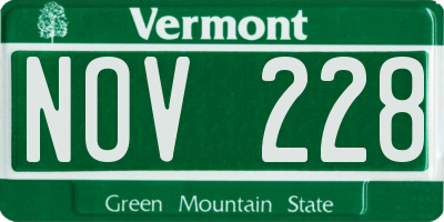 VT license plate NOV228