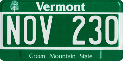 VT license plate NOV230