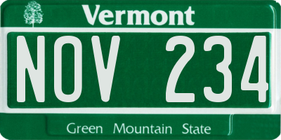 VT license plate NOV234