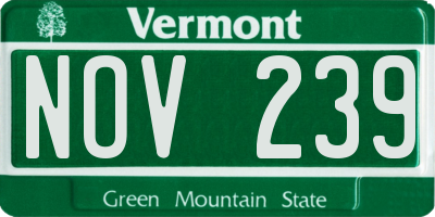 VT license plate NOV239