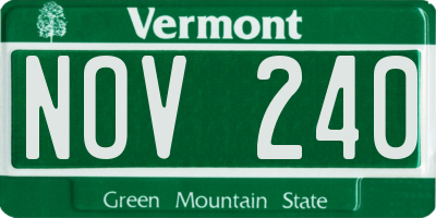 VT license plate NOV240