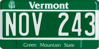 VT license plate NOV243