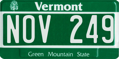 VT license plate NOV249