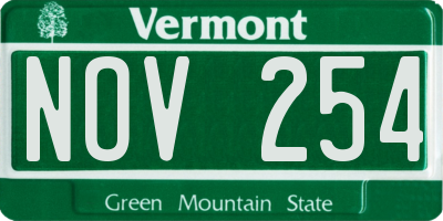 VT license plate NOV254