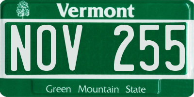 VT license plate NOV255