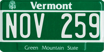 VT license plate NOV259