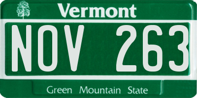 VT license plate NOV263