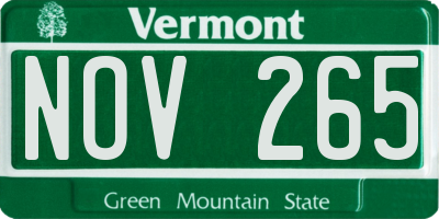 VT license plate NOV265