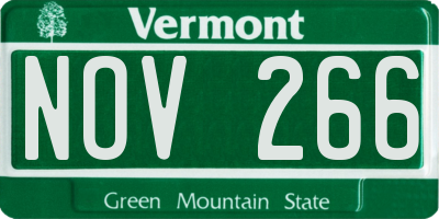 VT license plate NOV266