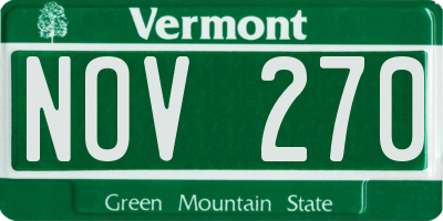 VT license plate NOV270