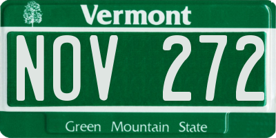 VT license plate NOV272