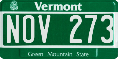 VT license plate NOV273