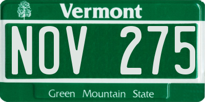 VT license plate NOV275