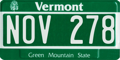 VT license plate NOV278