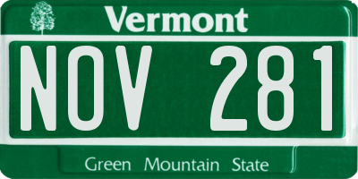 VT license plate NOV281