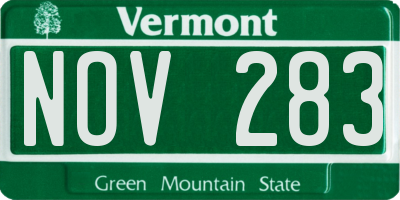 VT license plate NOV283