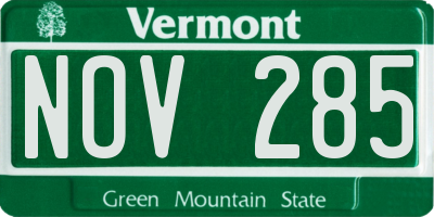 VT license plate NOV285