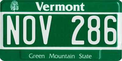 VT license plate NOV286