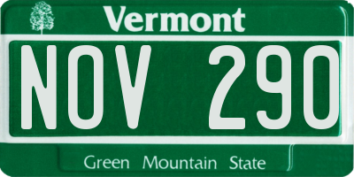 VT license plate NOV290