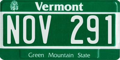 VT license plate NOV291
