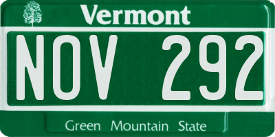 VT license plate NOV292