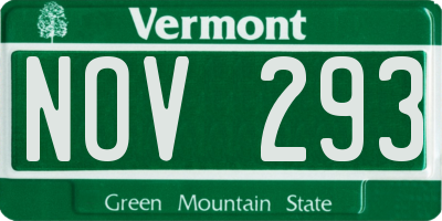 VT license plate NOV293