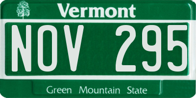 VT license plate NOV295