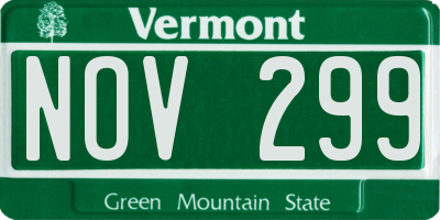 VT license plate NOV299