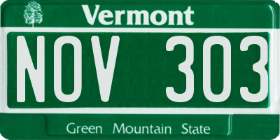 VT license plate NOV303