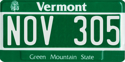 VT license plate NOV305