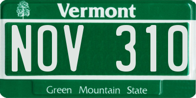 VT license plate NOV310