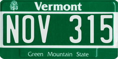 VT license plate NOV315