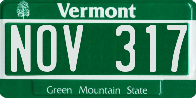 VT license plate NOV317