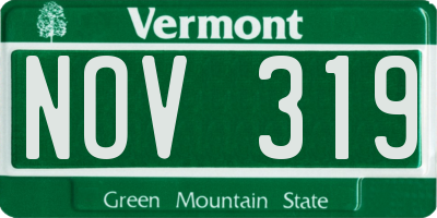 VT license plate NOV319