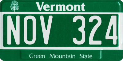 VT license plate NOV324