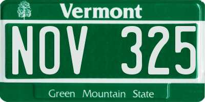 VT license plate NOV325
