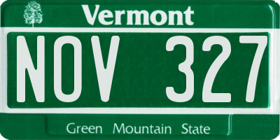 VT license plate NOV327